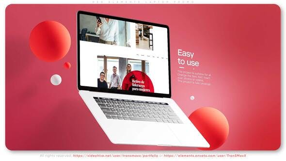 Red Elements Laptop Mockup Promo - Videohive Download 36557182