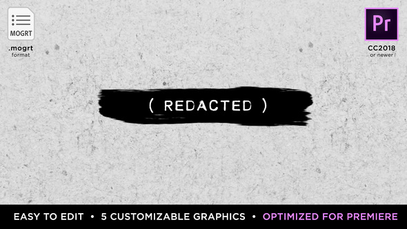 Redacted Titles | MOGRT for Premiere Pro - Download Videohive 21879662