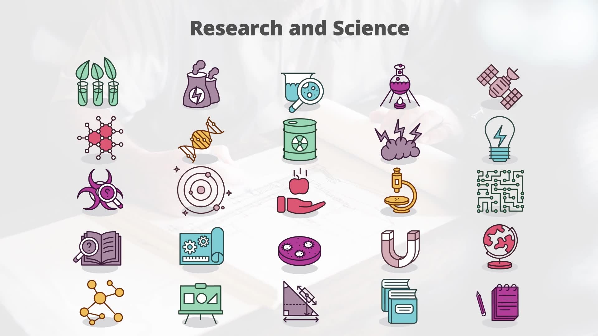 Research And Science Flat Animation Icons - Download Videohive 23370347