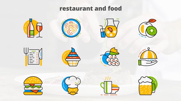 Restaurant And Food Flat Animated Icons - Download 24429462 Videohive