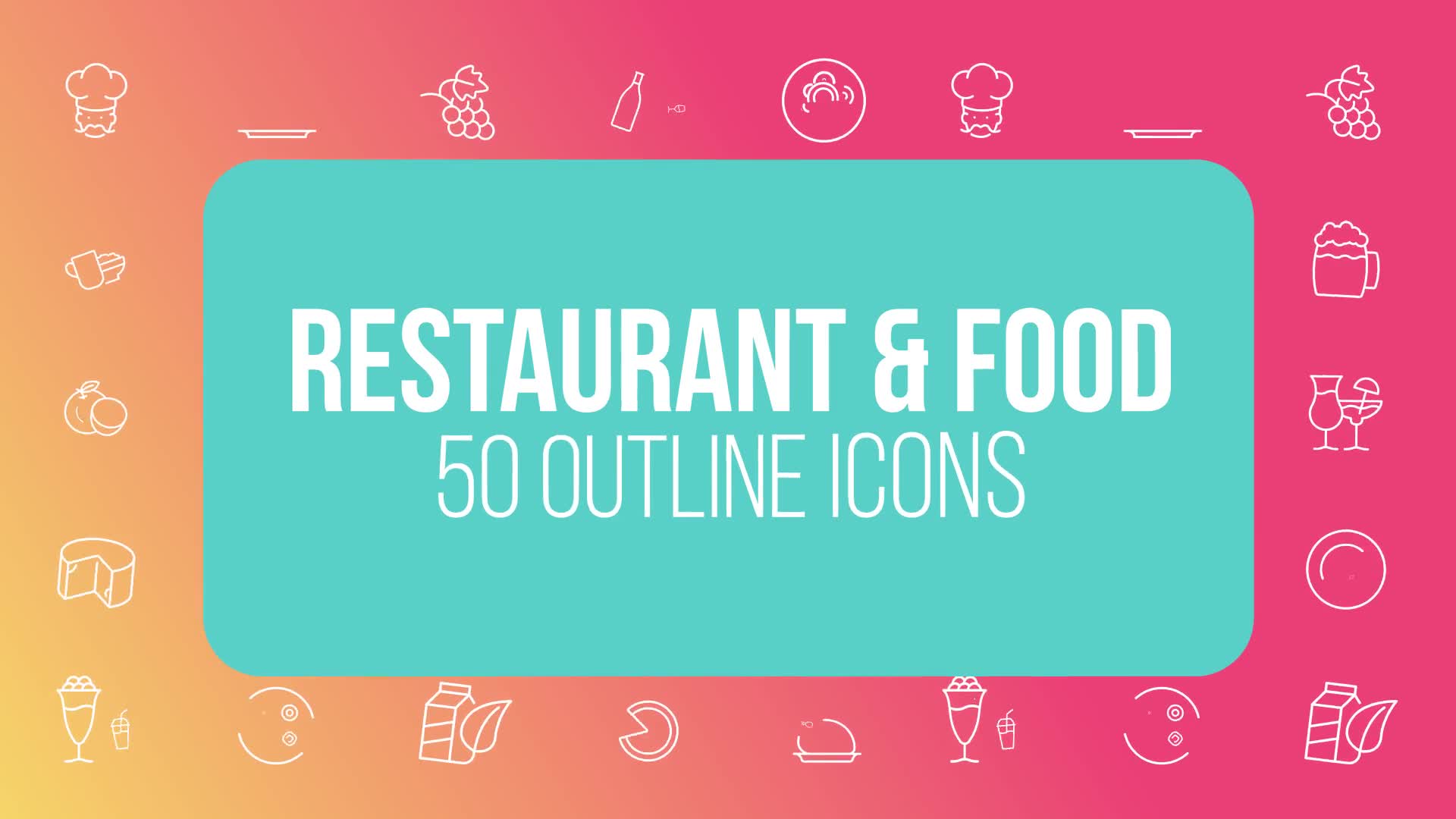 Restaurant and Sport 50 Thin Line Icons - Download Videohive 23172184