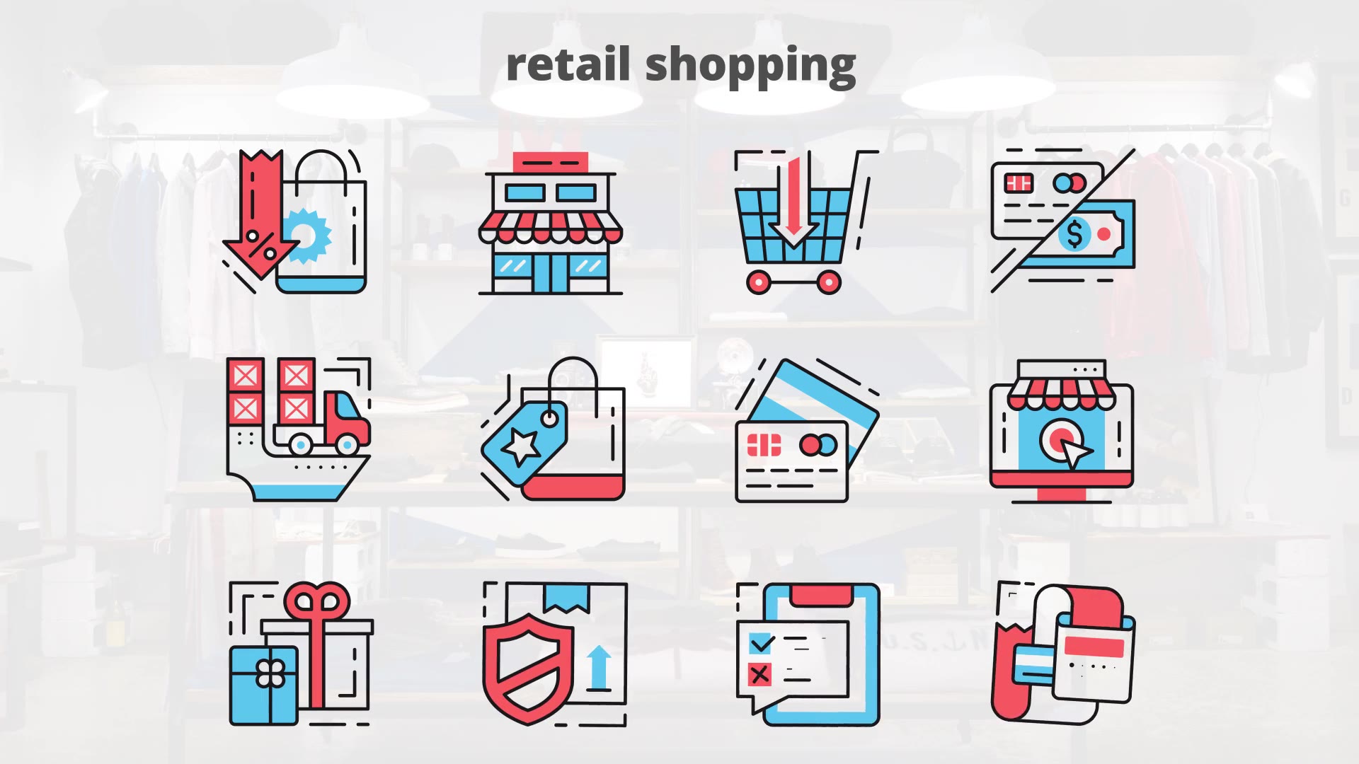Retail Shoping – Thin Line Icons - Download Videohive 23455727