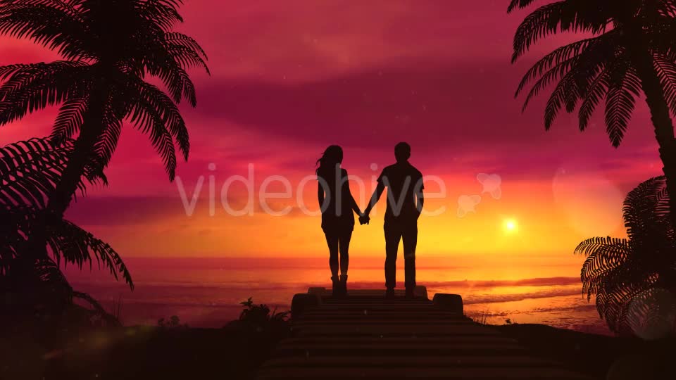 Romantic Couple Watching The Red Sunset In The Ocean - Download Videohive 20523551