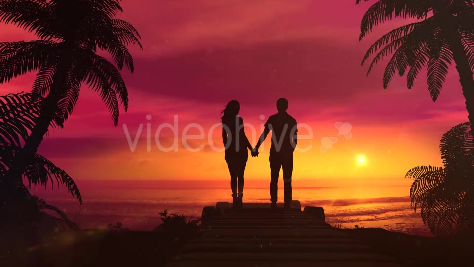 Romantic Couple Watching The Red Sunset In The Ocean - Download Videohive 20523551