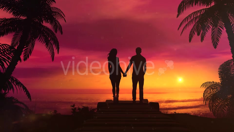 Romantic Couple Watching The Red Sunset In The Ocean - Download Videohive 20523551