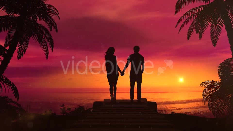 Romantic Couple Watching The Red Sunset In The Ocean - Download Videohive 20523551