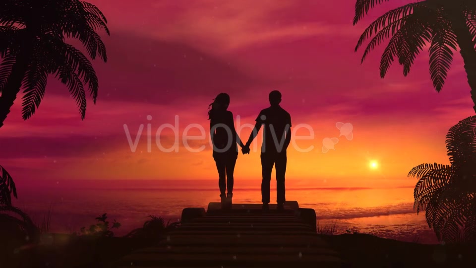 Romantic Couple Watching The Red Sunset In The Ocean - Download Videohive 20523551