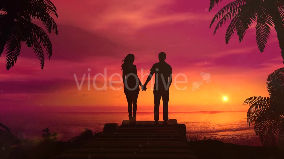 Romantic Couple Watching The Red Sunset In The Ocean - Download Videohive 20523551