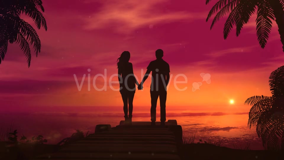 Romantic Couple Watching The Red Sunset In The Ocean - Download Videohive 20523551