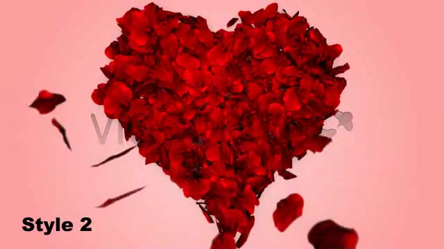 Rose Petals Fall into Heart Shape Alpha Included Videohive 1600365 Motion Graphics Image 6