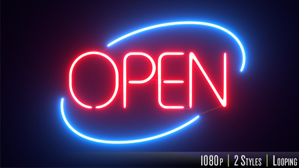 Round Neon Open Sign - Download Videohive 6982778