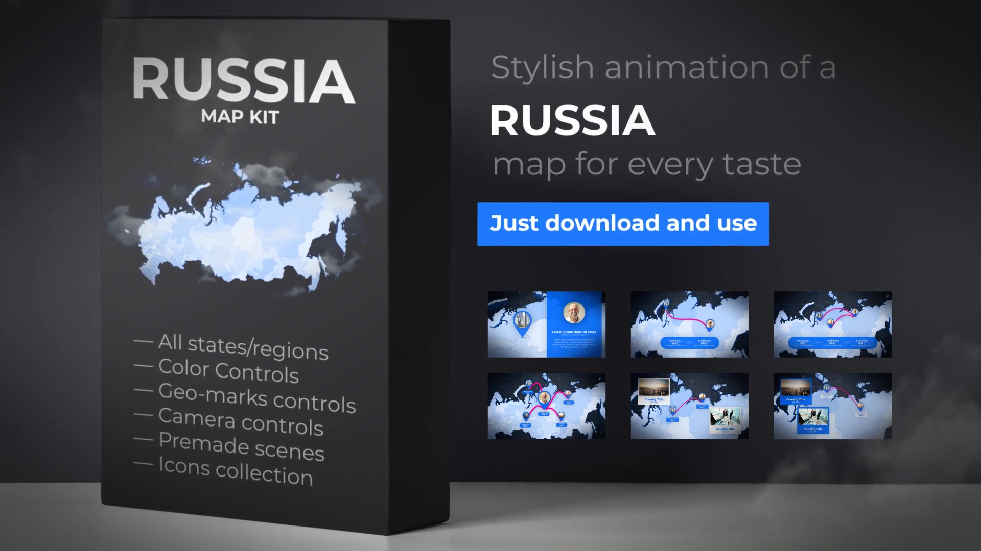 Russia Map after Effects Template. Russian Map. Travel Map Russia after Effect. Map kit