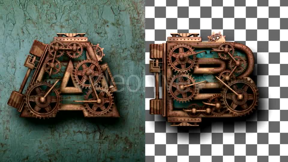 Rusted Letters with Gears Mechanic Videohive 18975774 Motion Graphics Image 1