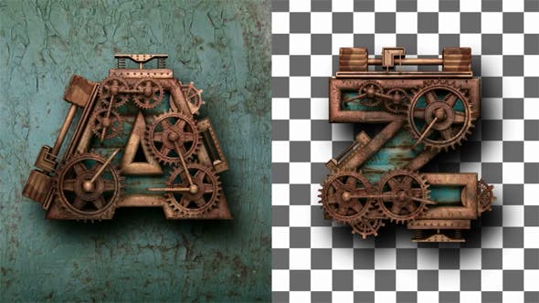 Rusted Letters with Gears Mechanic - Videohive Download 18975774
