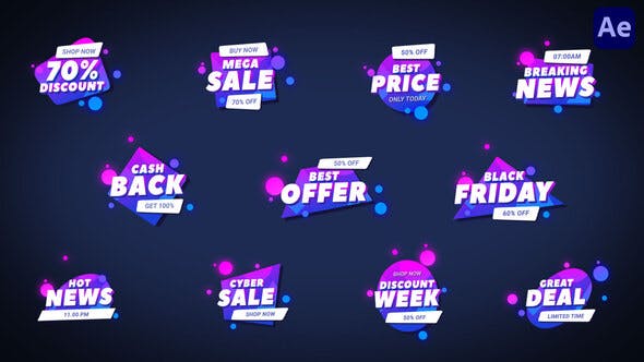 Sale & News Neon Badges - 35168718 Download Videohive