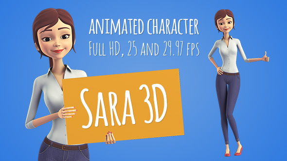 Sara 3D Character Beautiful Woman Presenter Explainer - Download Videohive 15765569