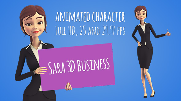 Sara 3D Character in Business Suit Beautiful Woman Presenter/Manager - Download Videohive 16129254