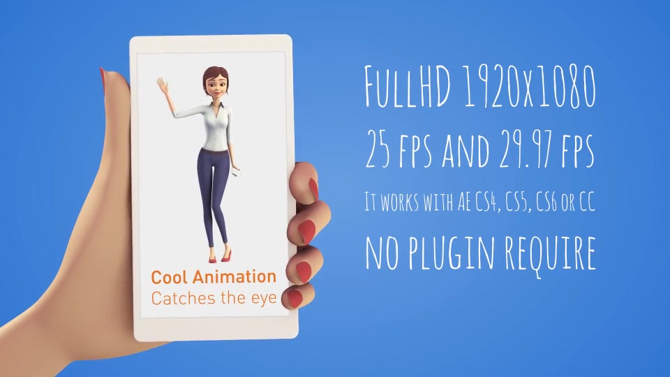 Sara 3D Character with Smartphone Female Presenter for Mobile App - Download Videohive 15887749