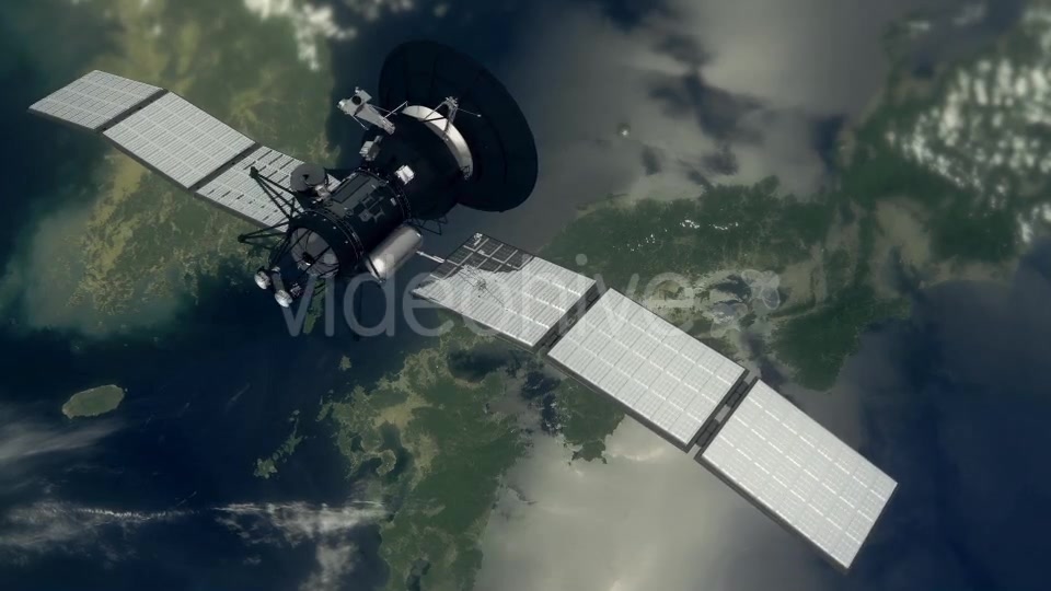 Satellite Flying Over The Japan Sea - Download Videohive 19159731