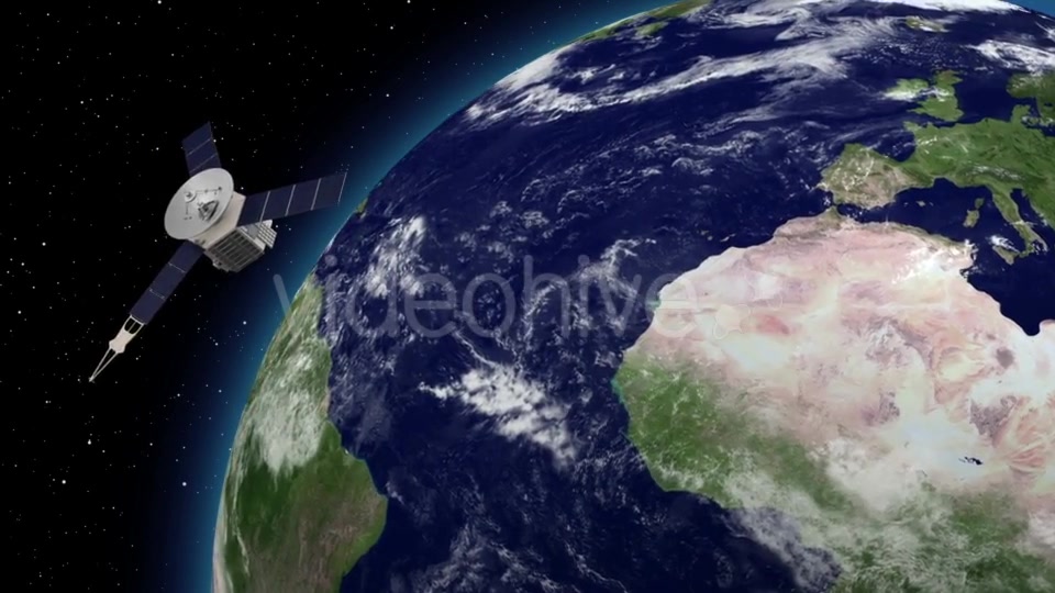 Satellite Revolving Over Earths Atmosphere - Download Videohive 21166092