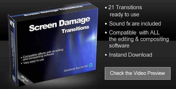 Screen Damage Transitions - Download 3729658 Videohive