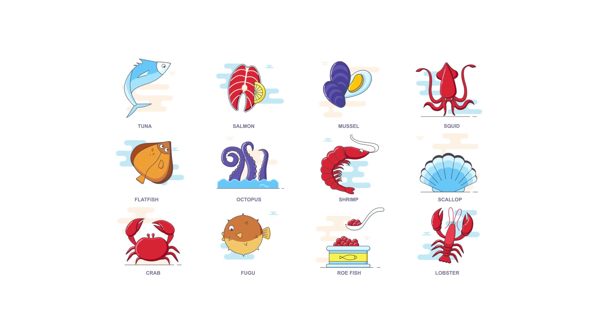 Seafood Animation Icons Videohive 35658346 After Effects Image 4