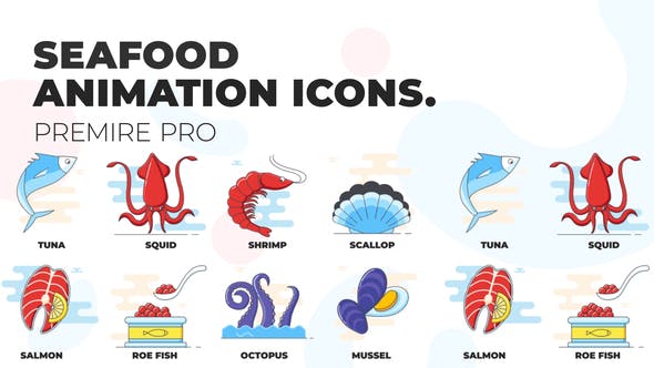 Seafood Animation Icons (MOGRT) - Download Videohive 37236029
