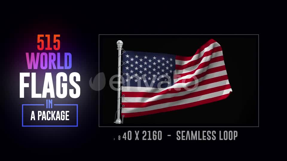 Seamless Loop Of World Flags Footages Pack + Alpha Videohive 28040319 Motion Graphics Image 1