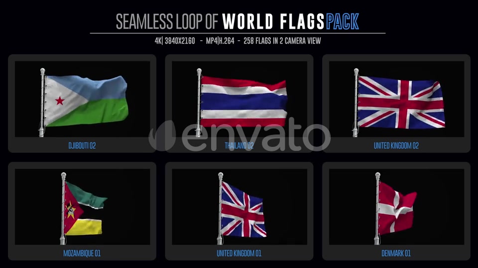 Seamless Loop Of World Flags Footages Pack + Alpha Videohive 28040319 Motion Graphics Image 11