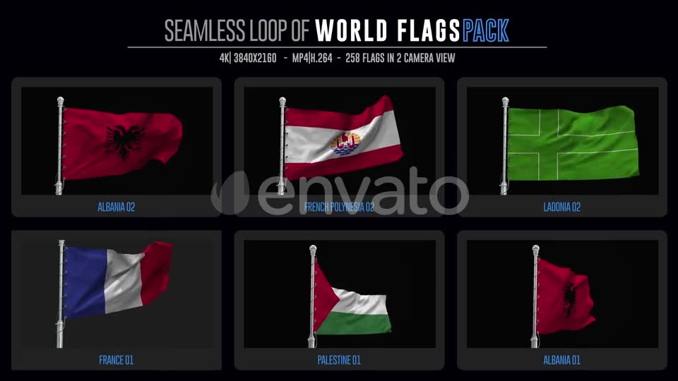 Seamless Loop Of World Flags Footages Pack + Alpha Videohive 28040319 Motion Graphics Image 2