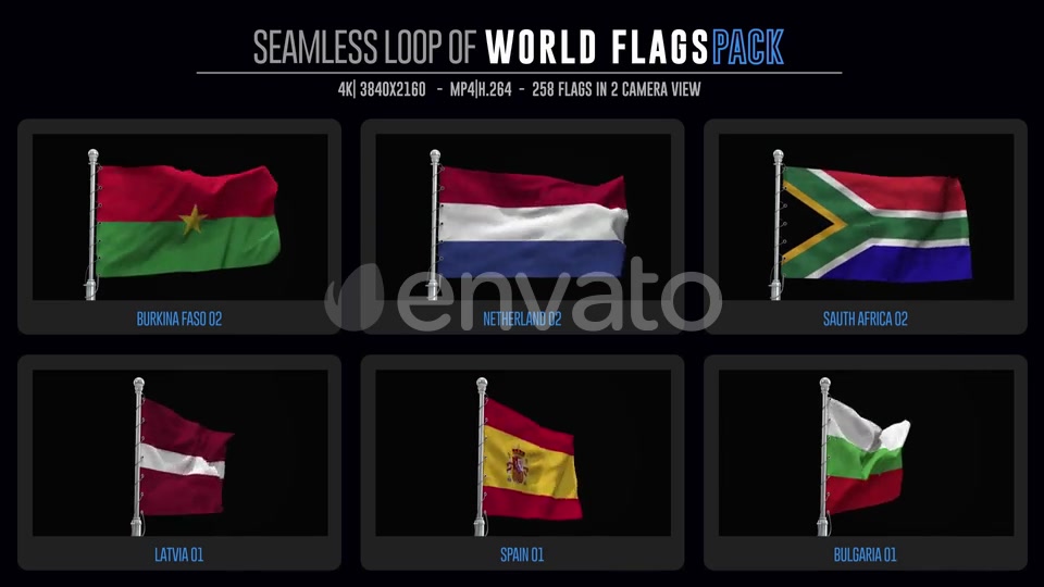 Seamless Loop Of World Flags Footages Pack + Alpha Videohive 28040319 Motion Graphics Image 7