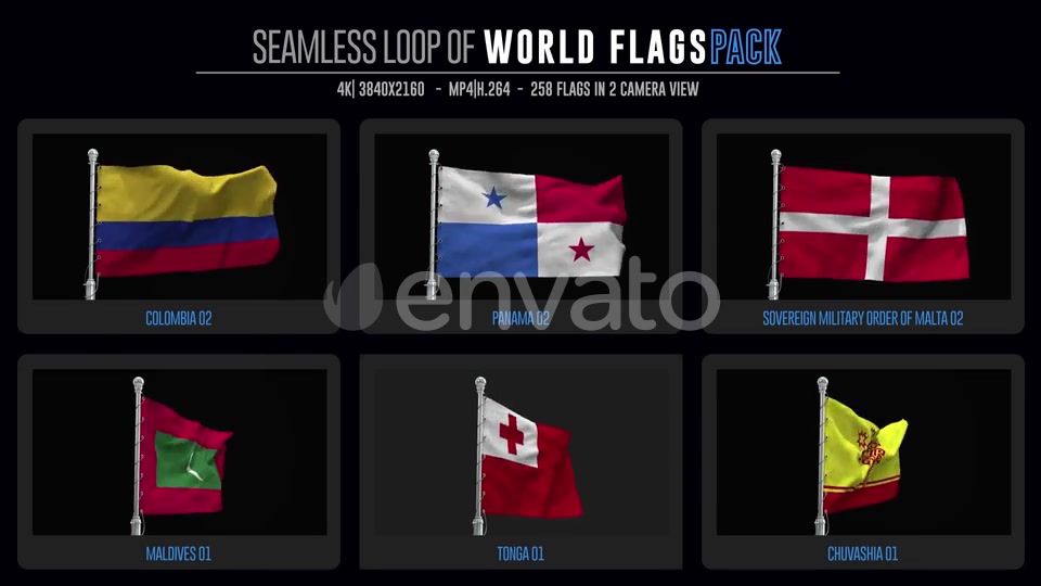 Seamless Loop Of World Flags Footages Pack + Alpha Videohive 28040319 Motion Graphics Image 9