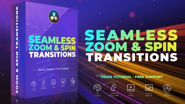 Seamless Zoom and Spin Transitions for DaVinci Resolve - 36062744 Download Videohive