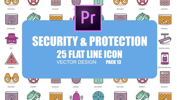 Security And Protection – Flat Animation Icons (MOGRT) - Videohive Download 23662220