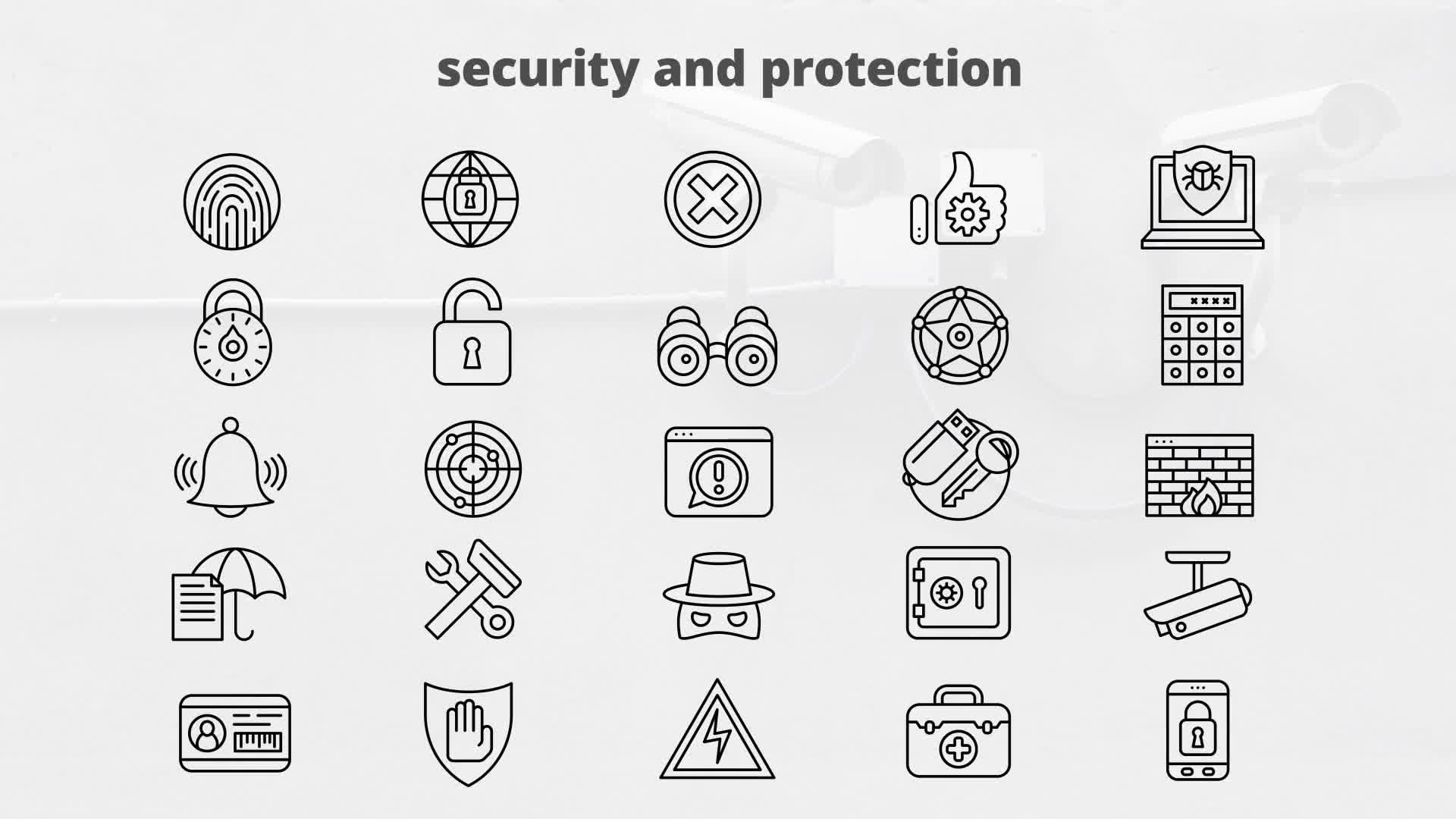 Security And Protection – Thin Line Icons Videohive 23595896 After Effects Image 10