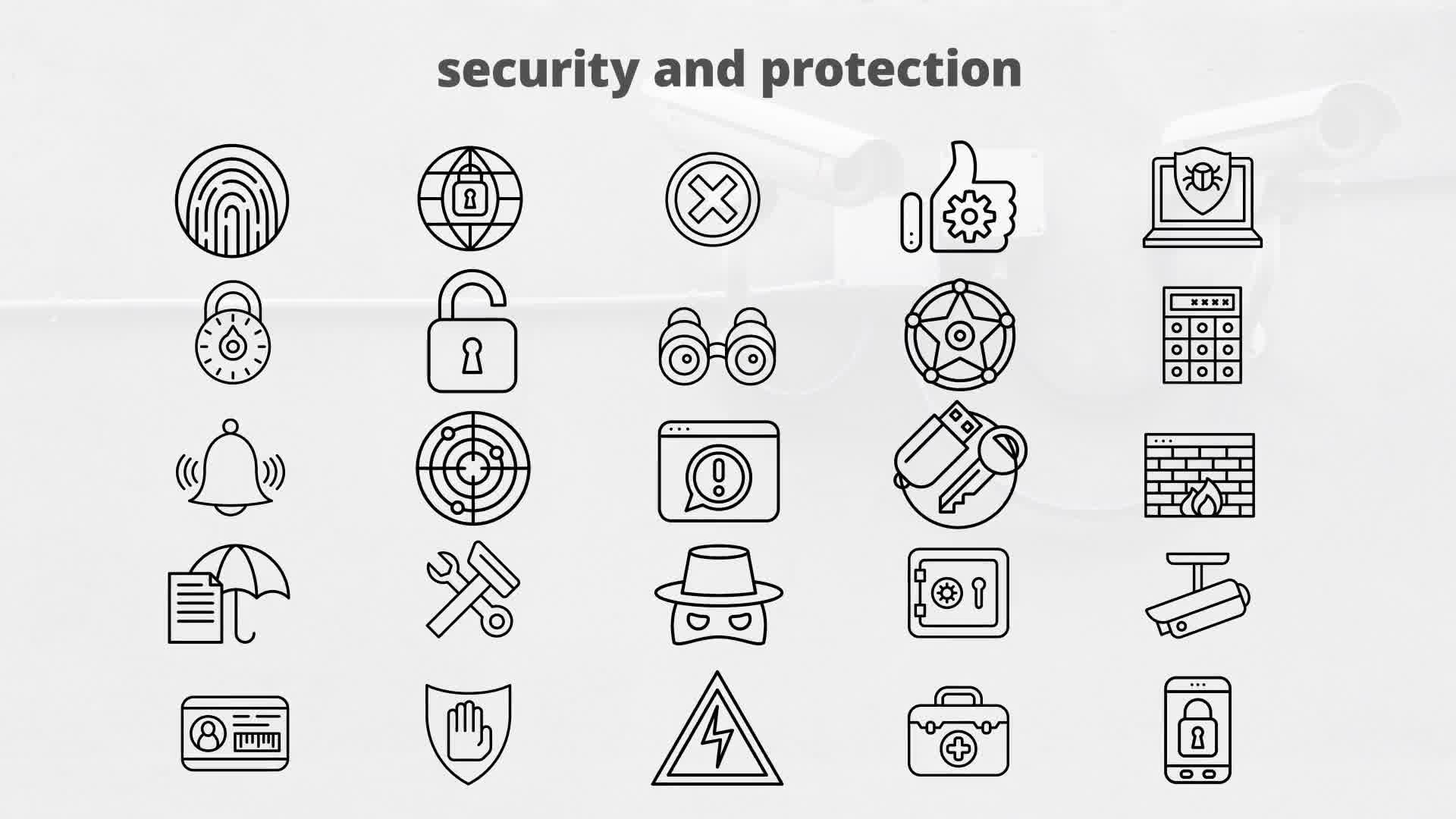 Security And Protection – Thin Line Icons Videohive 23595896 After Effects Image 11