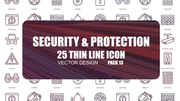 Security And Protection – Thin Line Icons - Videohive 23595896 Download