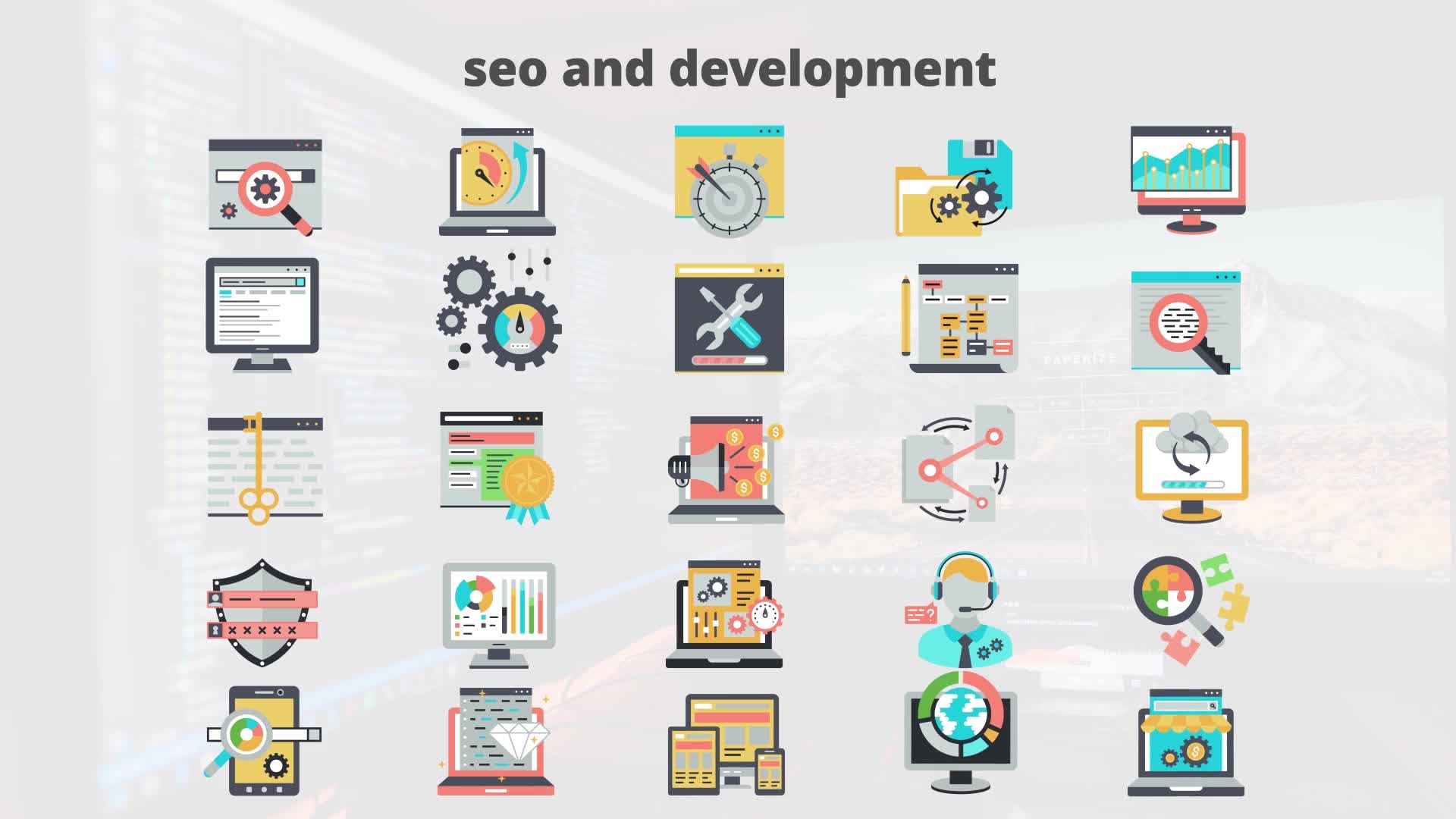 SEO And Development Flat Animation Icons - Download Videohive 23465984