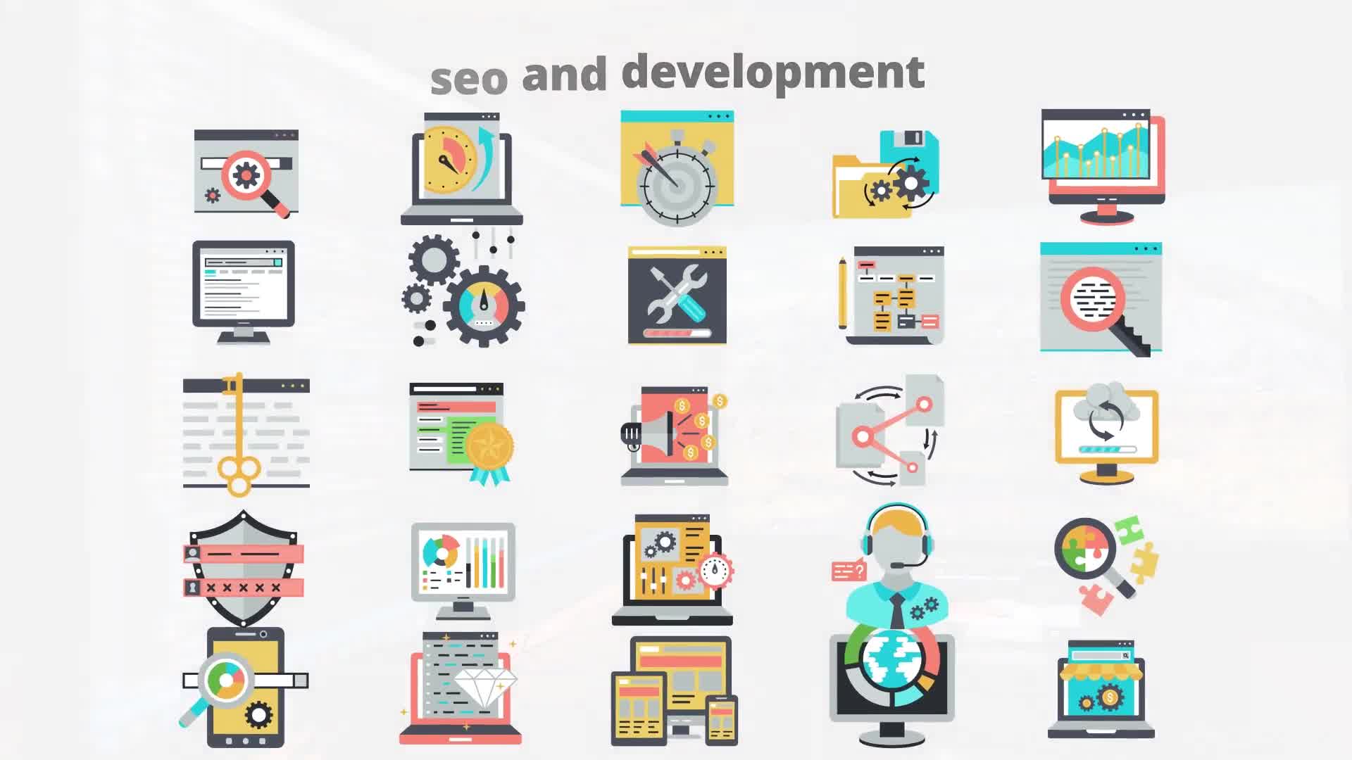 SEO And Development Flat Animation Icons - Download Videohive 23465984