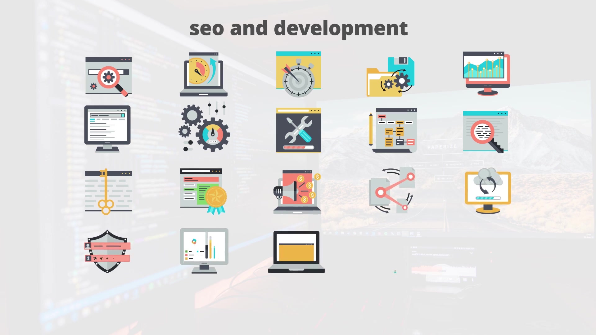 SEO And Development Flat Animation Icons - Download Videohive 23465984