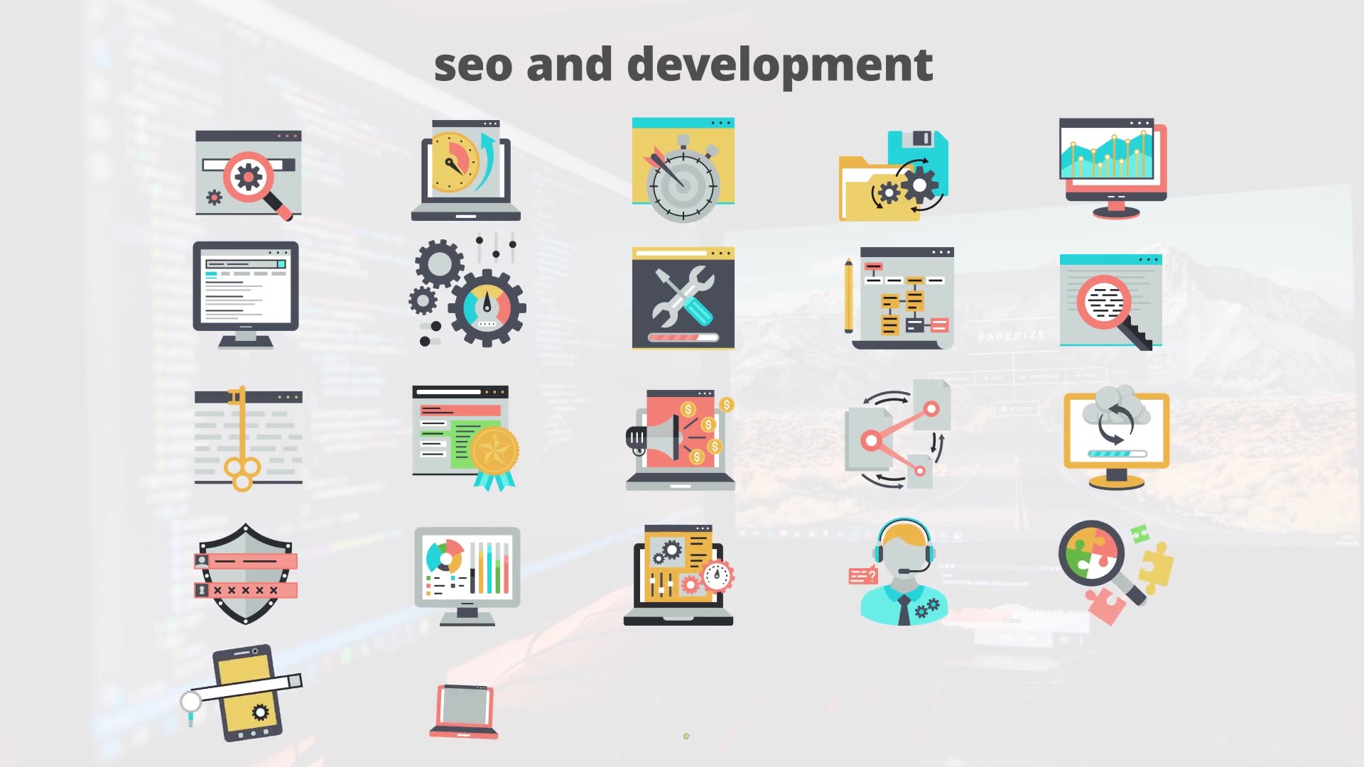 SEO And Development Flat Animation Icons - Download Videohive 23465984