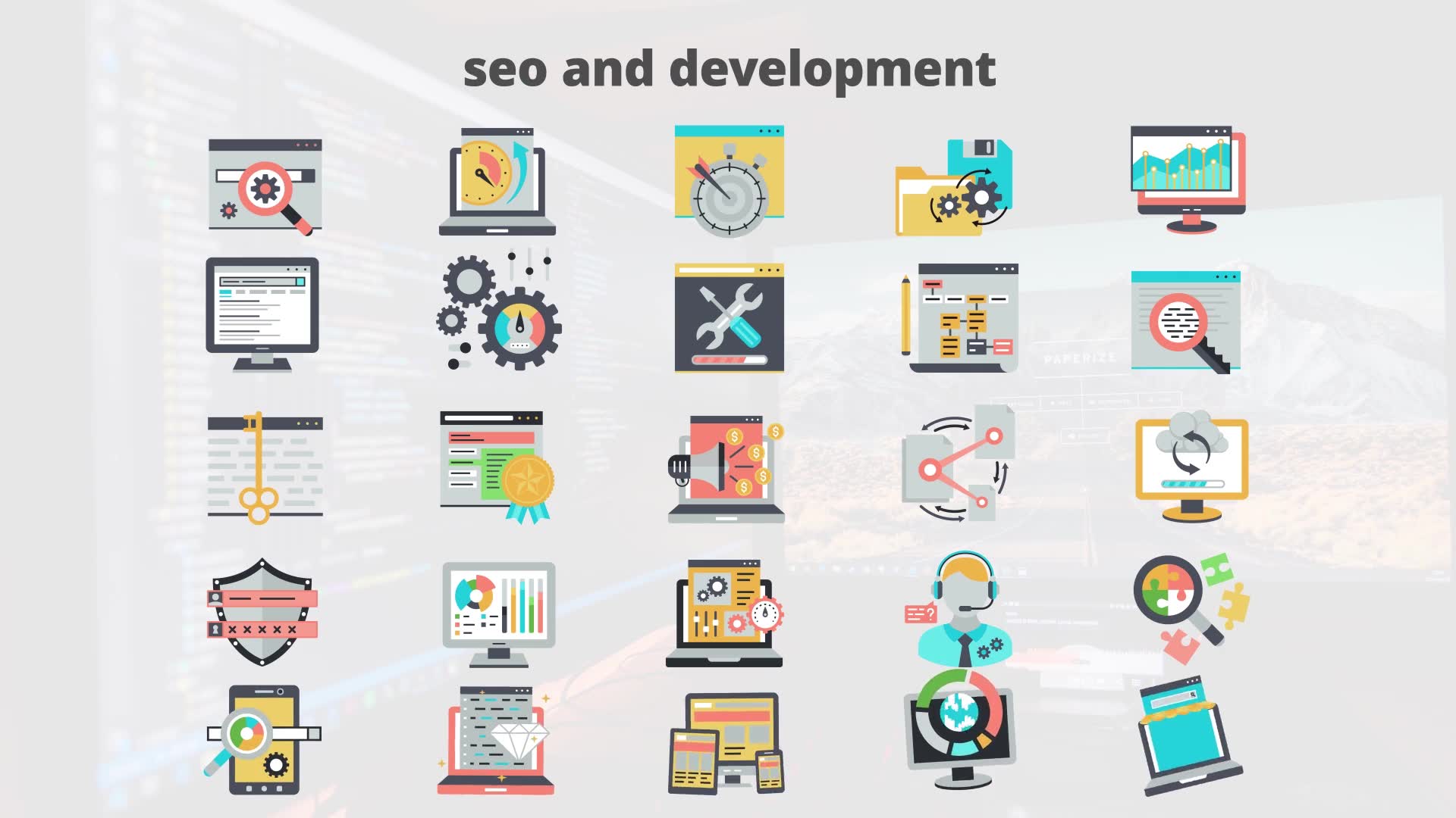 SEO And Development Flat Animation Icons - Download Videohive 23465984