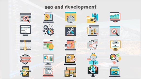 SEO And Development Flat Animation Icons - Download Videohive 23465984