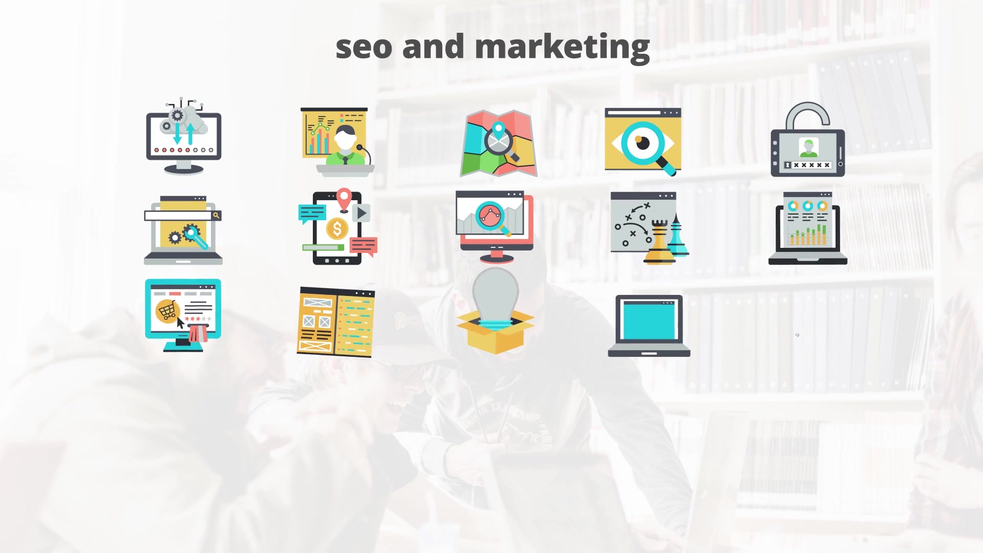 SEO And Marketing Flat Animation Icons - Download Videohive 23465987