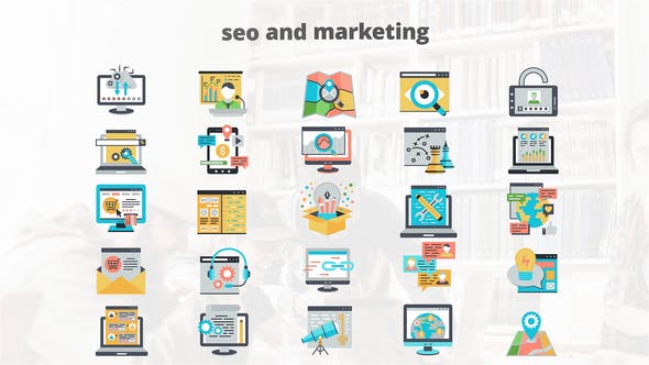 SEO And Marketing Flat Animation Icons - Download Videohive 23465987
