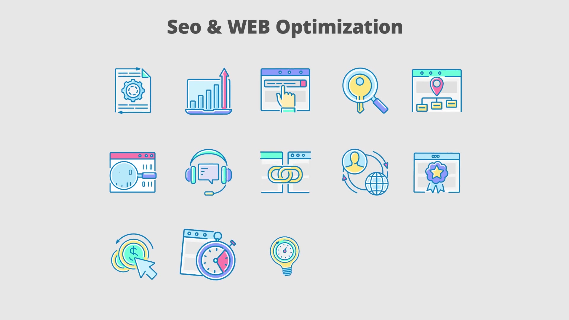 Seo Optimization Filled Outline Animated Icons Videohive 25653473 After Effects Image 6