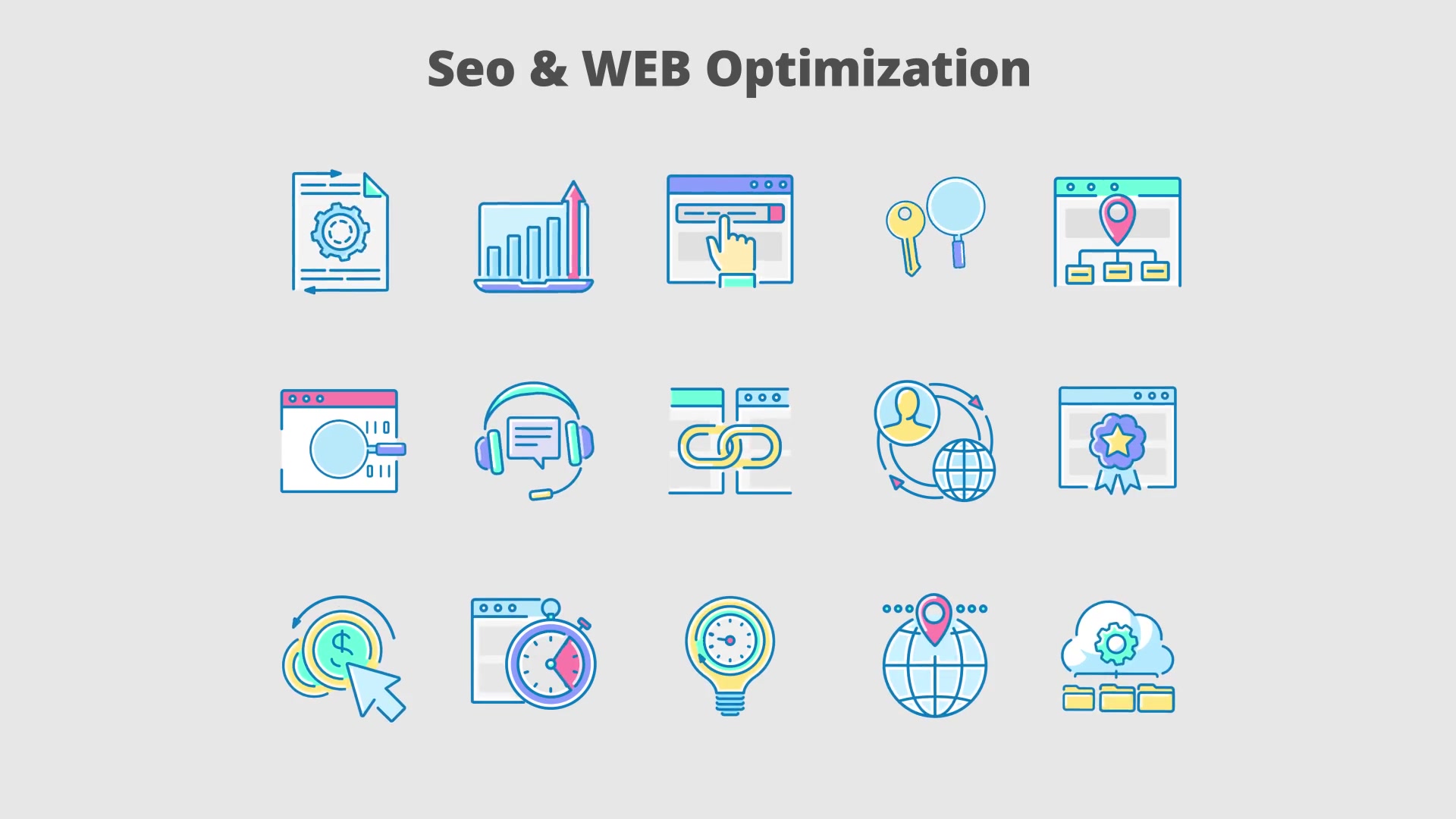 Seo Optimization Filled Outline Animated Icons Videohive 25653473 After Effects Image 7