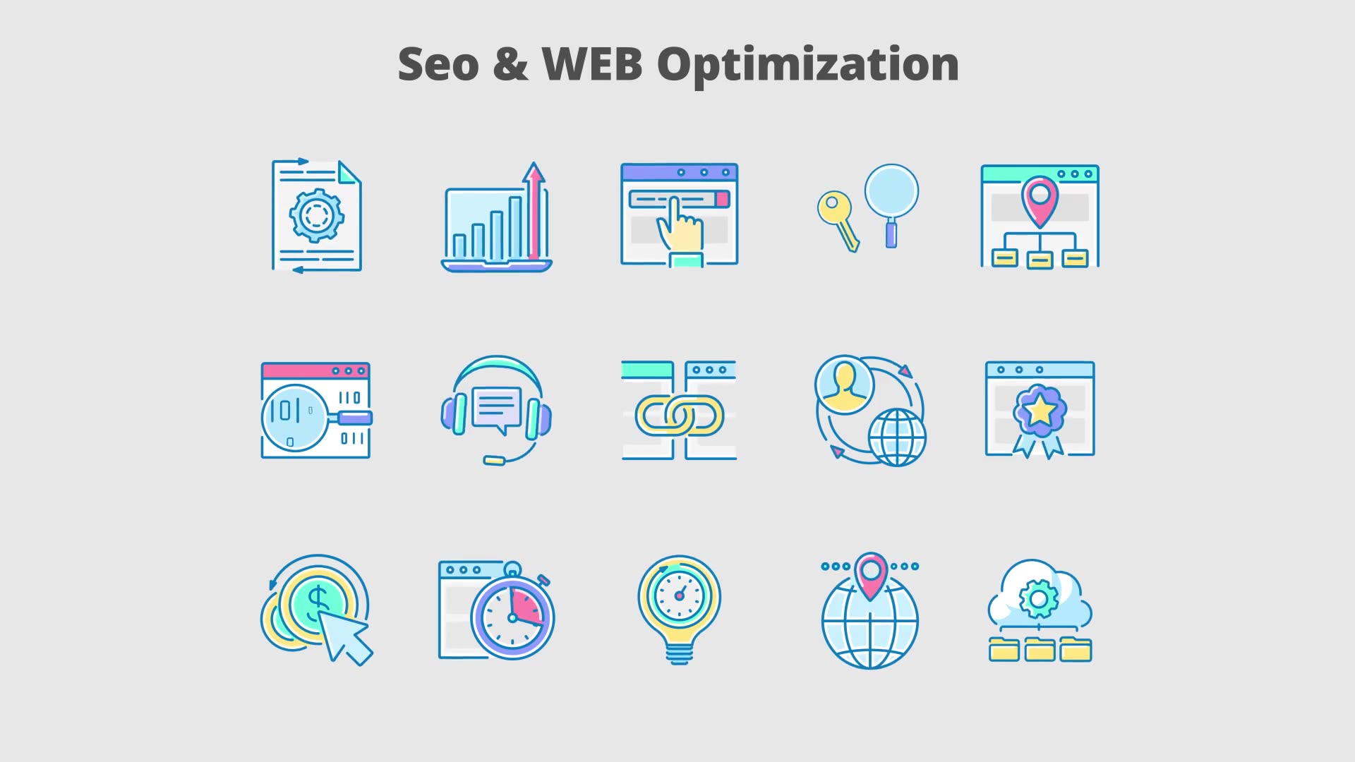 Seo Optimization Filled Outline Animated Icons Videohive 25653473 After Effects Image 8