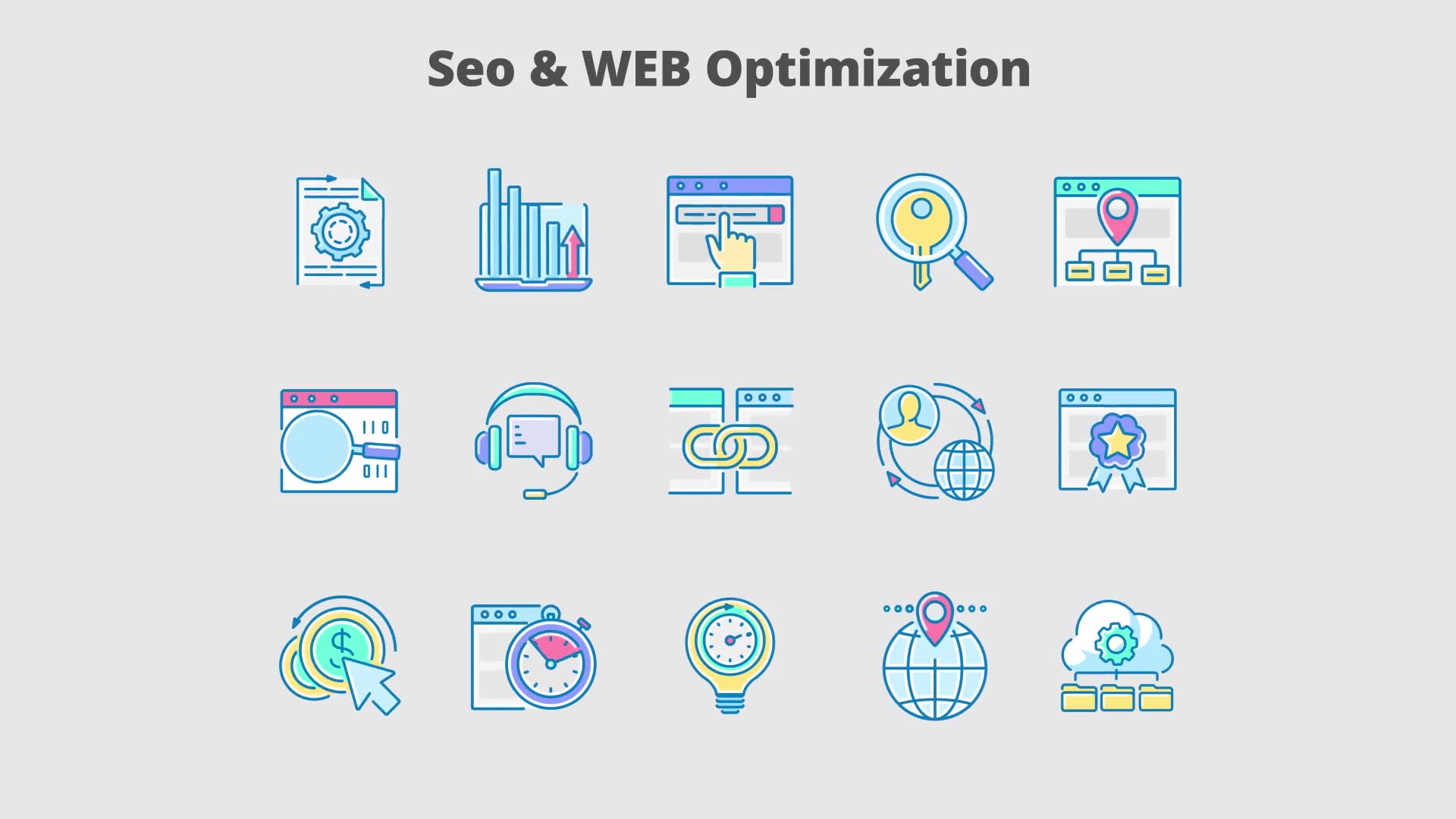 Seo Optimization Filled Outline Animated Icons Videohive 25653473 After Effects Image 9
