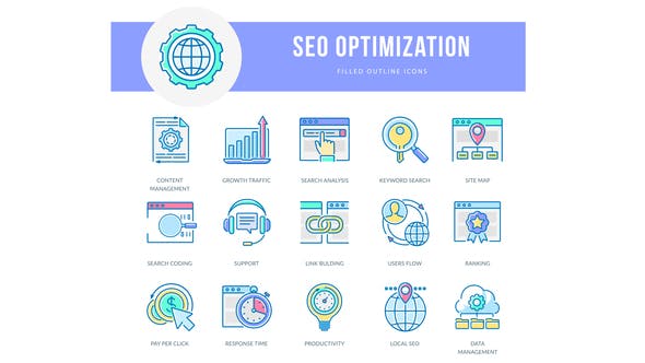 Seo Optimization Filled Outline Animated Icons - Videohive 25653473 Download